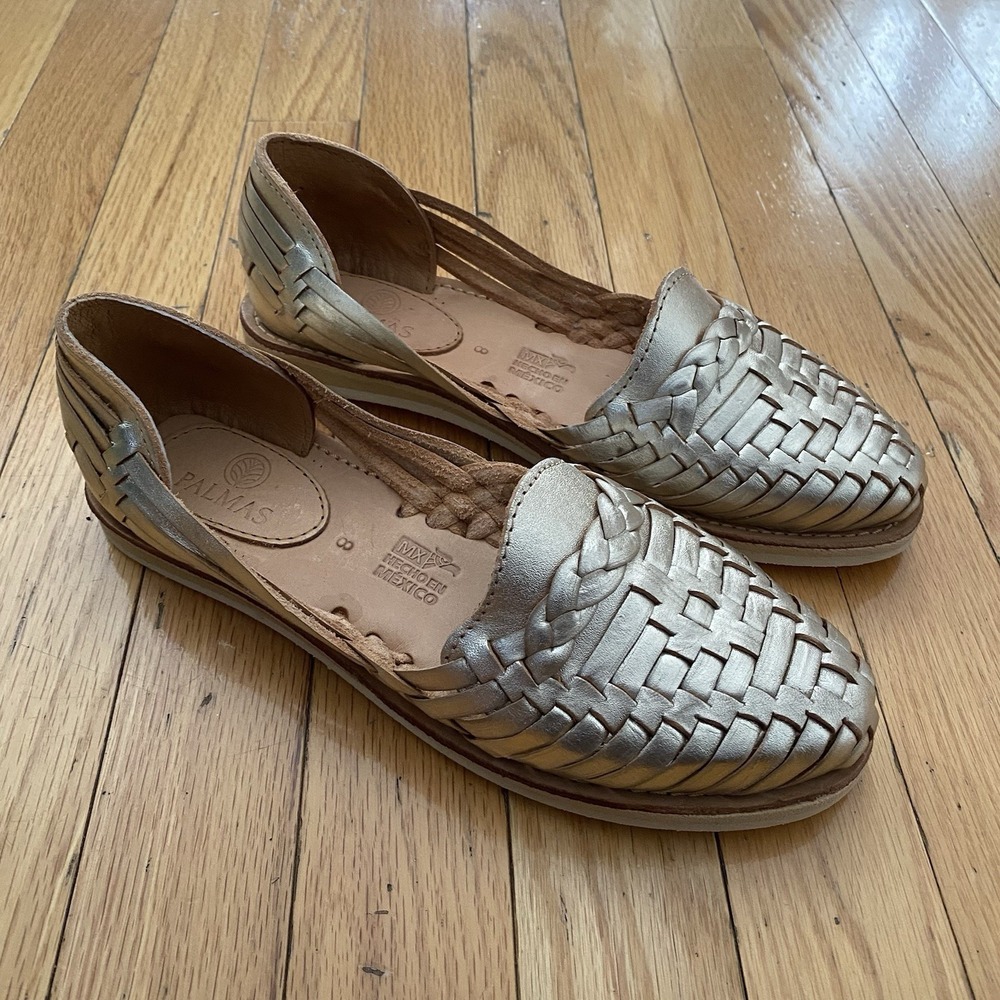 Palmas Victoria Hurache Sandals Gold Leather Women's Size 8 NWOB